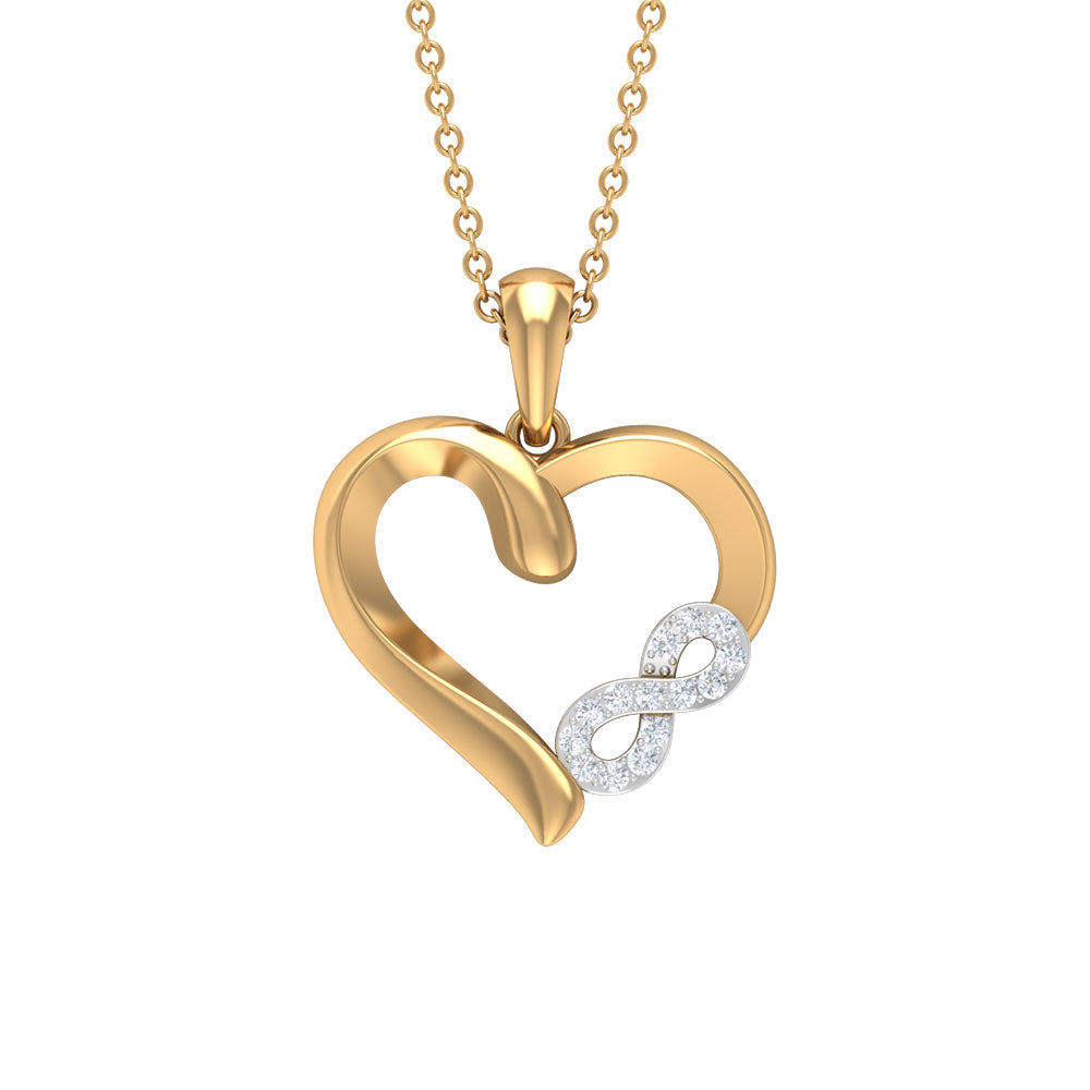 Cubic Zirconia Infinity Heart Pendant Necklace Zircon - ( AAAA ) - Quality - Rosec Jewels