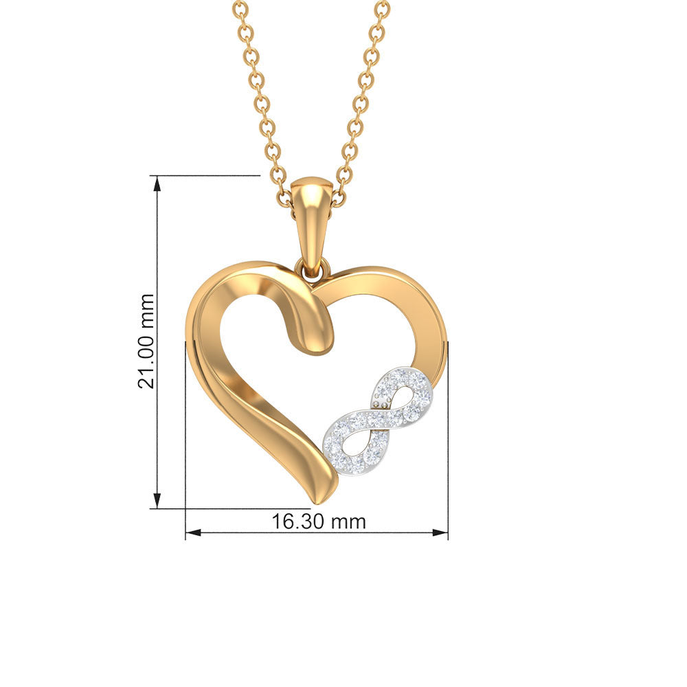 Cubic Zirconia Infinity Heart Pendant Necklace Zircon - ( AAAA ) - Quality - Rosec Jewels