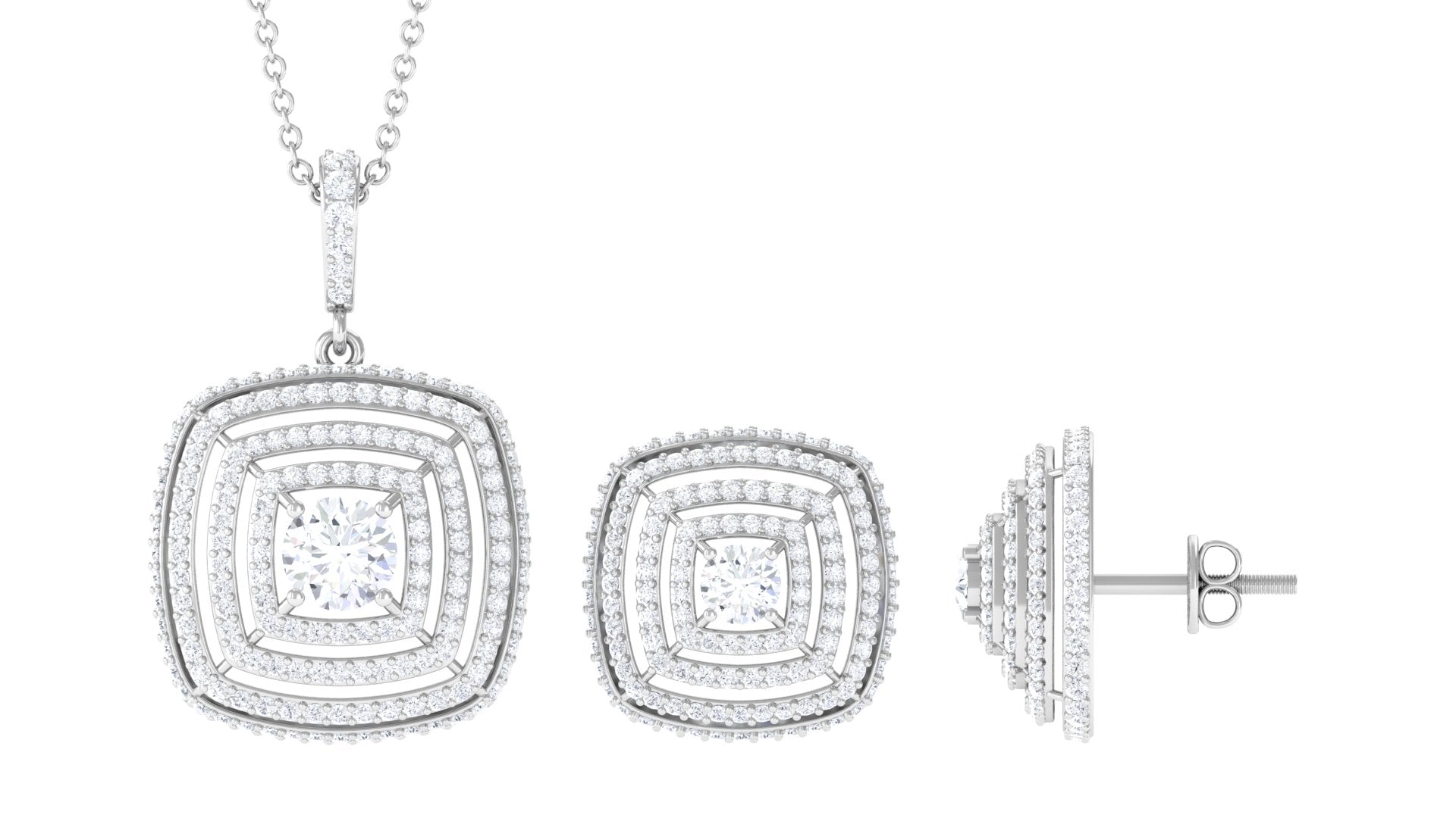 3.75 CT Round Cut Zircon Statement Jewelry Set in Gold Zircon - ( AAAA ) - Quality - Rosec Jewels