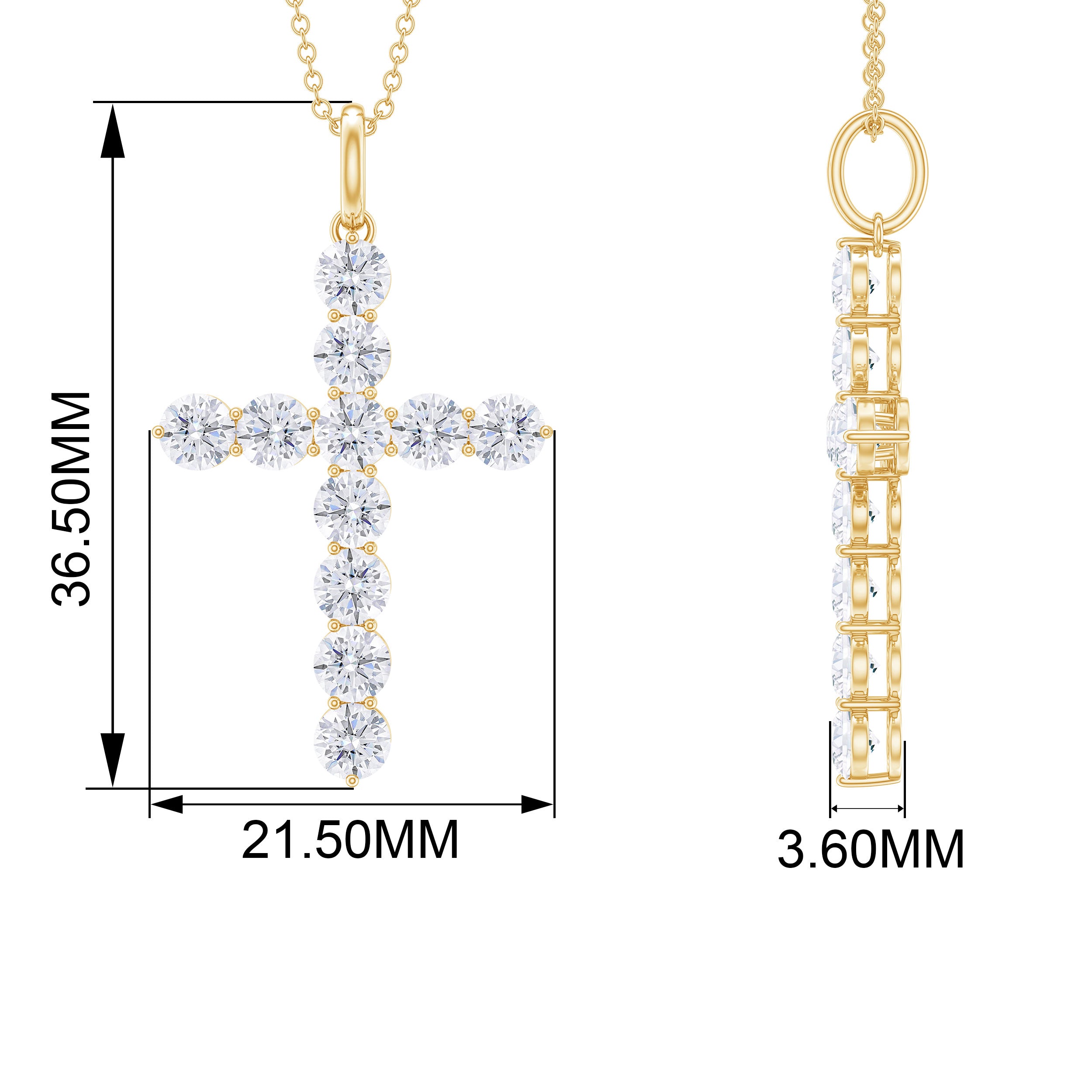 Certified Zircon Simple Cross Pendant Necklace Zircon - ( AAAA ) - Quality - Rosec Jewels