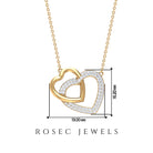 Round Cut Zircon Twin Heart Pendant Necklace Zircon - ( AAAA ) - Quality - Rosec Jewels