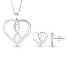 Moissanite Infinity Heart Pendant Earrings Set Moissanite - ( D-VS1 ) - Color and Clarity - Rosec Jewels