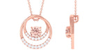 Real Morganite Open Circle Pendant Necklace with Diamond Morganite - ( AAA ) - Quality - Rosec Jewels