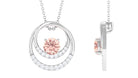 Real Morganite Open Circle Pendant Necklace with Diamond Morganite - ( AAA ) - Quality - Rosec Jewels