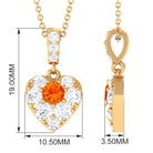 Orange Sapphire and Moissanite Heart Pendant Necklace Orange Sapphire - ( AAA ) - Quality - Rosec Jewels