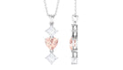 Heart Shape Morganite Dangle Pendant Necklace with Moissanite Morganite - ( AAA ) - Quality - Rosec Jewels