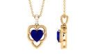 Heart Shape Created Blue Sapphire Leaf Pendant with Diamond Accent Bail Lab Created Blue Sapphire - ( AAAA ) - Quality - Rosec Jewels