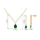 Created Emerald and Moissanite Drop Necklace Earrings Set Lab Created Emerald - ( AAAA ) - Quality - Rosec Jewels