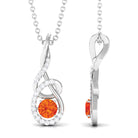 Orange Sapphire Infinity Twisted Pendant with Diamond Orange Sapphire - ( AAA ) - Quality - Rosec Jewels