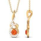 Orange Sapphire Infinity Twisted Pendant with Diamond Orange Sapphire - ( AAA ) - Quality - Rosec Jewels