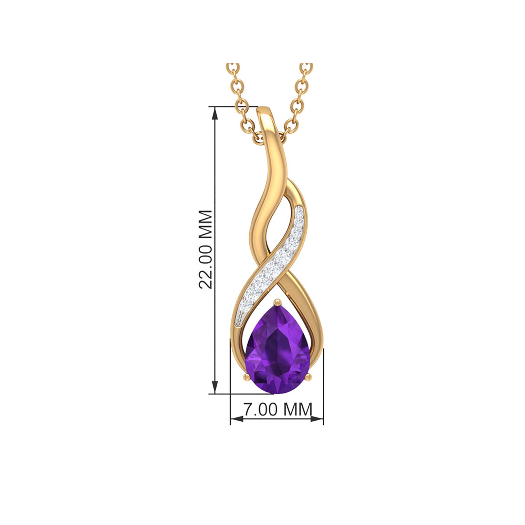 Pear Cut Amethyst and Diamond Infinity Pendant Necklace Amethyst - ( AAA ) - Quality - Rosec Jewels