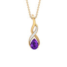 Pear Cut Amethyst and Diamond Infinity Pendant Necklace Amethyst - ( AAA ) - Quality - Rosec Jewels