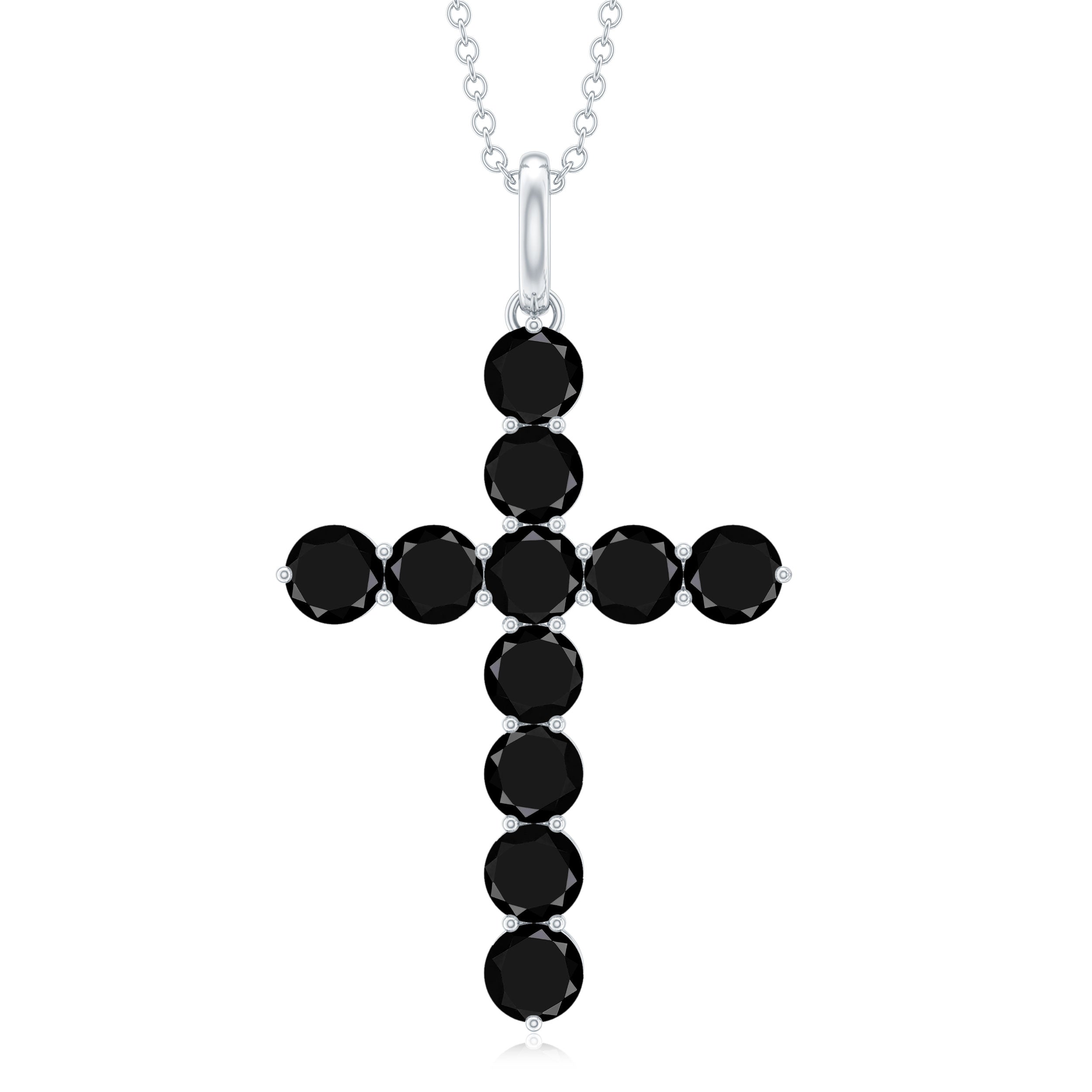 2.50 CT Simple Black Onyx Holy Cross Pendant Black Onyx - ( AAA ) - Quality - Rosec Jewels