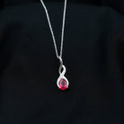 3/4 CT Created Ruby Teardrop Infinity Pendant with Moissanite Lab Created Ruby - ( AAAA ) - Quality - Rosec Jewels