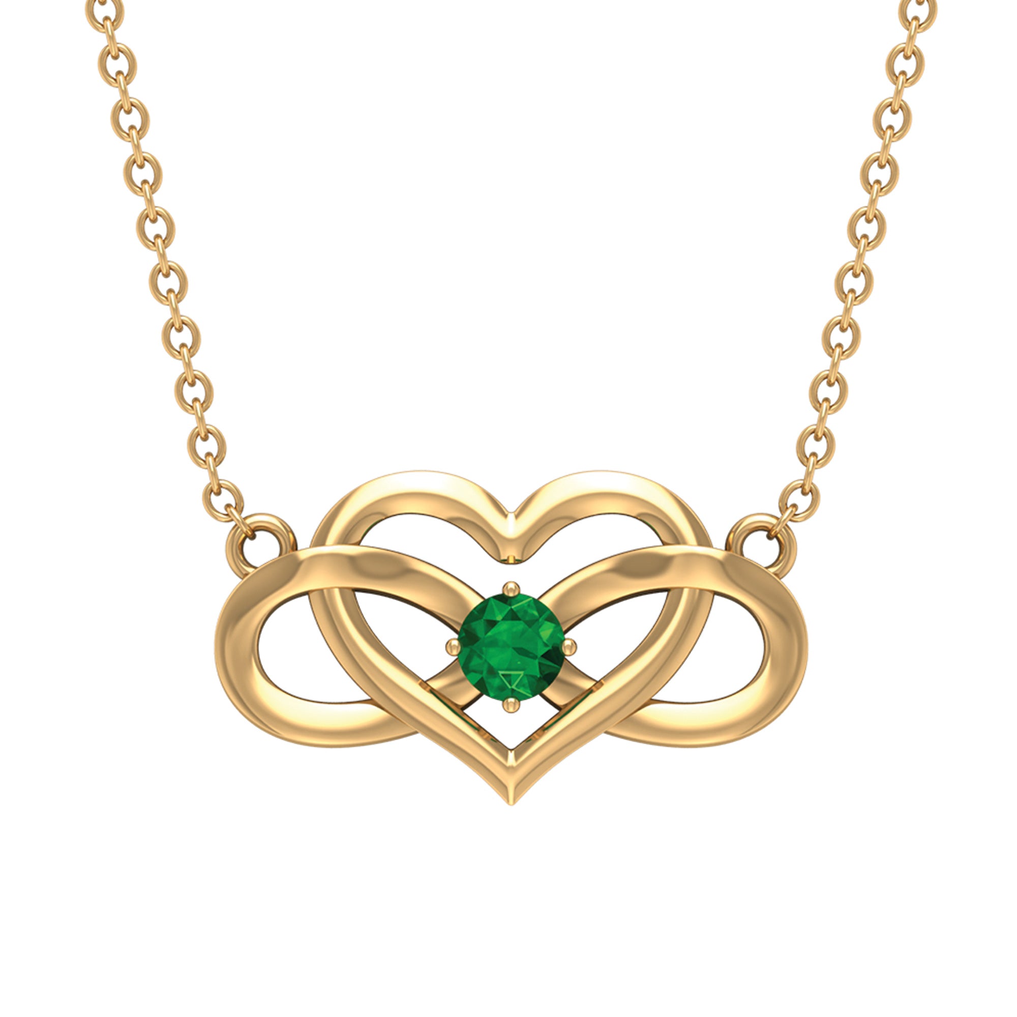 Emerald Heart and Infinity Pendant for Women Emerald - ( AAA ) - Quality - Rosec Jewels