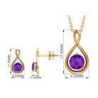 1 CT Round Cut Solitaire Amethyst Gold Infinity Pendant Jewelry Set Amethyst - ( AAA ) - Quality - Rosec Jewels