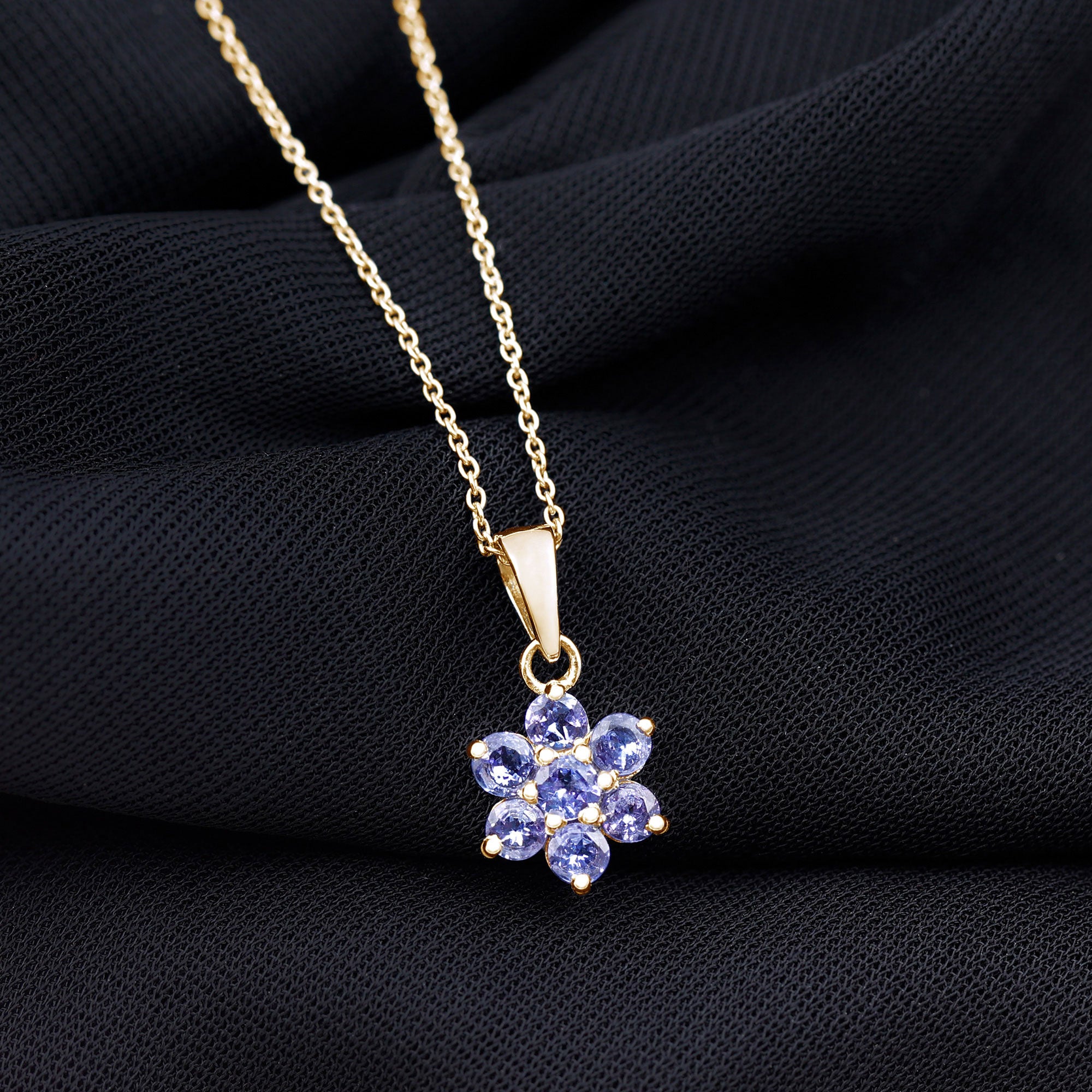 1 CT Blue Tanzanite Floral Cluster Pendant Tanzanite - ( AAA ) - Quality - Rosec Jewels