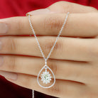 Pear Shape Moissanite Teardrop Pendant Necklace Moissanite - ( D-VS1 ) - Color and Clarity - Rosec Jewels