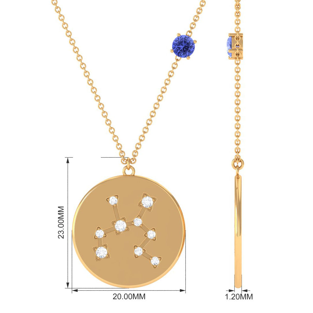 Tanzanite and Diamond Sagittarius Constellation Disc Pendant Tanzanite - ( AAA ) - Quality - Rosec Jewels