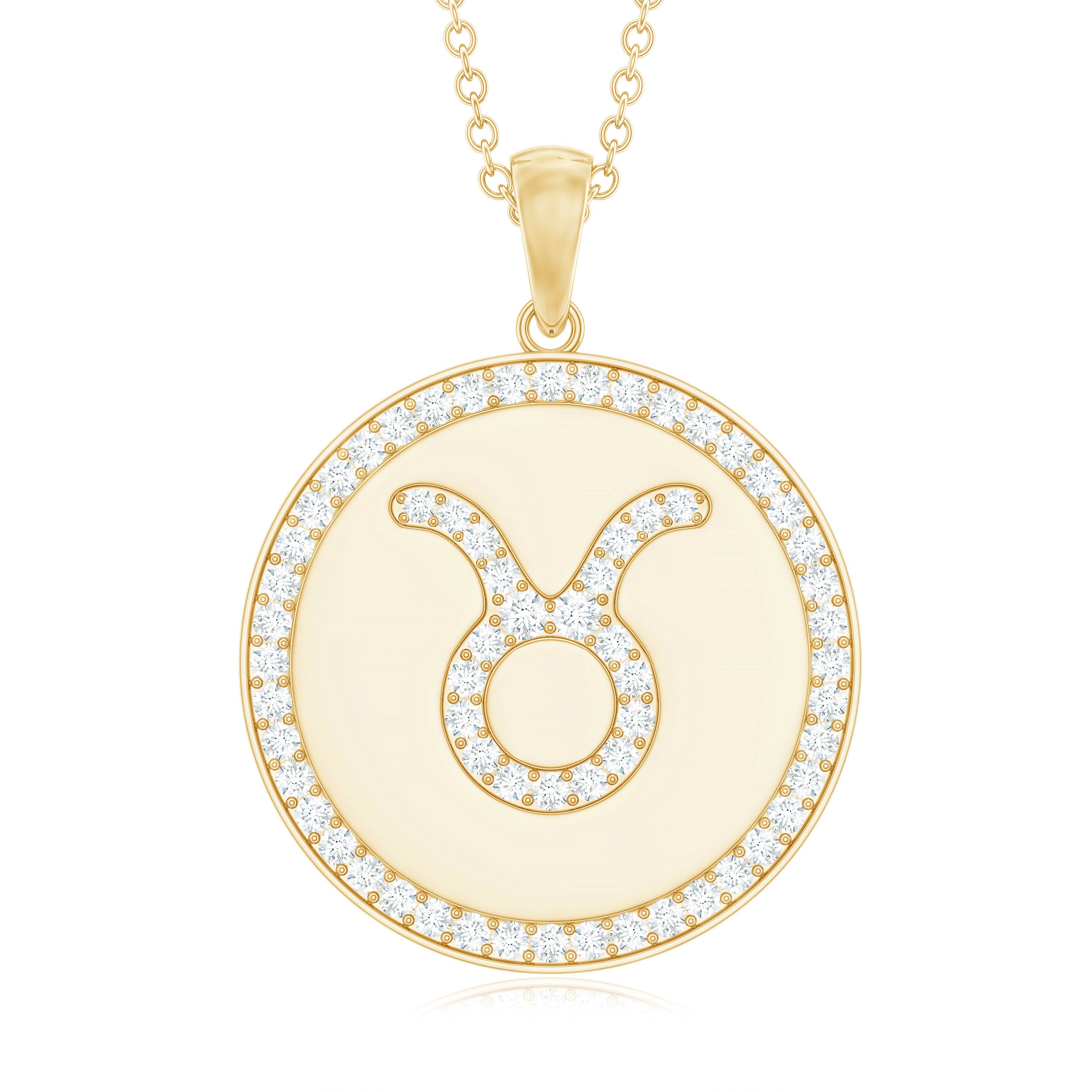 Moissanite Taurus Constellation Disc Pendant Moissanite - ( D-VS1 ) - Color and Clarity - Rosec Jewels