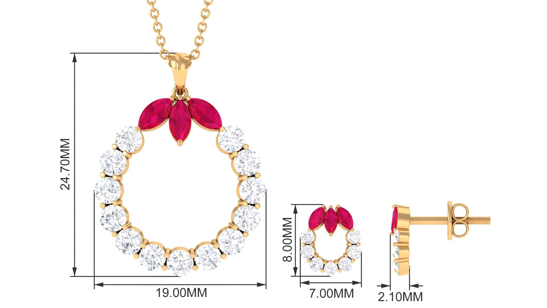 Marquise Cut Created Ruby and Moissanite Eternity Jewelry Set Lab Created Ruby - ( AAAA ) - Quality - Rosec Jewels