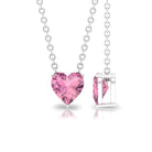 6 MM Heart Shape Pink Tourmaline Solitaire Drop Pendant Pink Tourmaline - ( AAA ) - Quality - Rosec Jewels