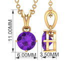 1/2 CT Round Amethyst Solitaire Pendant with Rabbit Ear Bail Amethyst - ( AAA ) - Quality - Rosec Jewels