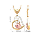 Morganite Heart Drop Pendant with Diamond Accent Morganite - ( AAA ) - Quality - Rosec Jewels