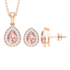 3 CT Pear Cut Peach Morganite Jewelry Set with Moissanite Morganite - ( AAA ) - Quality - Rosec Jewels