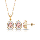 3 CT Pear Cut Peach Morganite Jewelry Set with Moissanite Morganite - ( AAA ) - Quality - Rosec Jewels