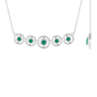 1/2 CT Emerald and Diamond Contemporary Necklace Emerald - ( AAA ) - Quality - Rosec Jewels