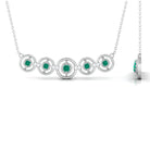 1/2 CT Emerald and Diamond Contemporary Necklace Emerald - ( AAA ) - Quality - Rosec Jewels