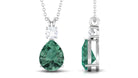 Pear Cut Created Green Sapphire Drop Pendant Necklace Lab Created Green Sapphire - ( AAAA ) - Quality - Rosec Jewels