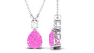 Teardrop Pendant with Created Pink Sapphire and Moissanite Lab Created Pink Sapphire - ( AAAA ) - Quality - Rosec Jewels