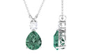 Pear Cut Created Green Sapphire Drop Pendant with Moissanite Lab Created Green Sapphire - ( AAAA ) - Quality - Rosec Jewels