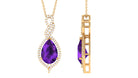 Amethyst and Moissanite Teardrop Dangle Pendant Amethyst - ( AAA ) - Quality - Rosec Jewels