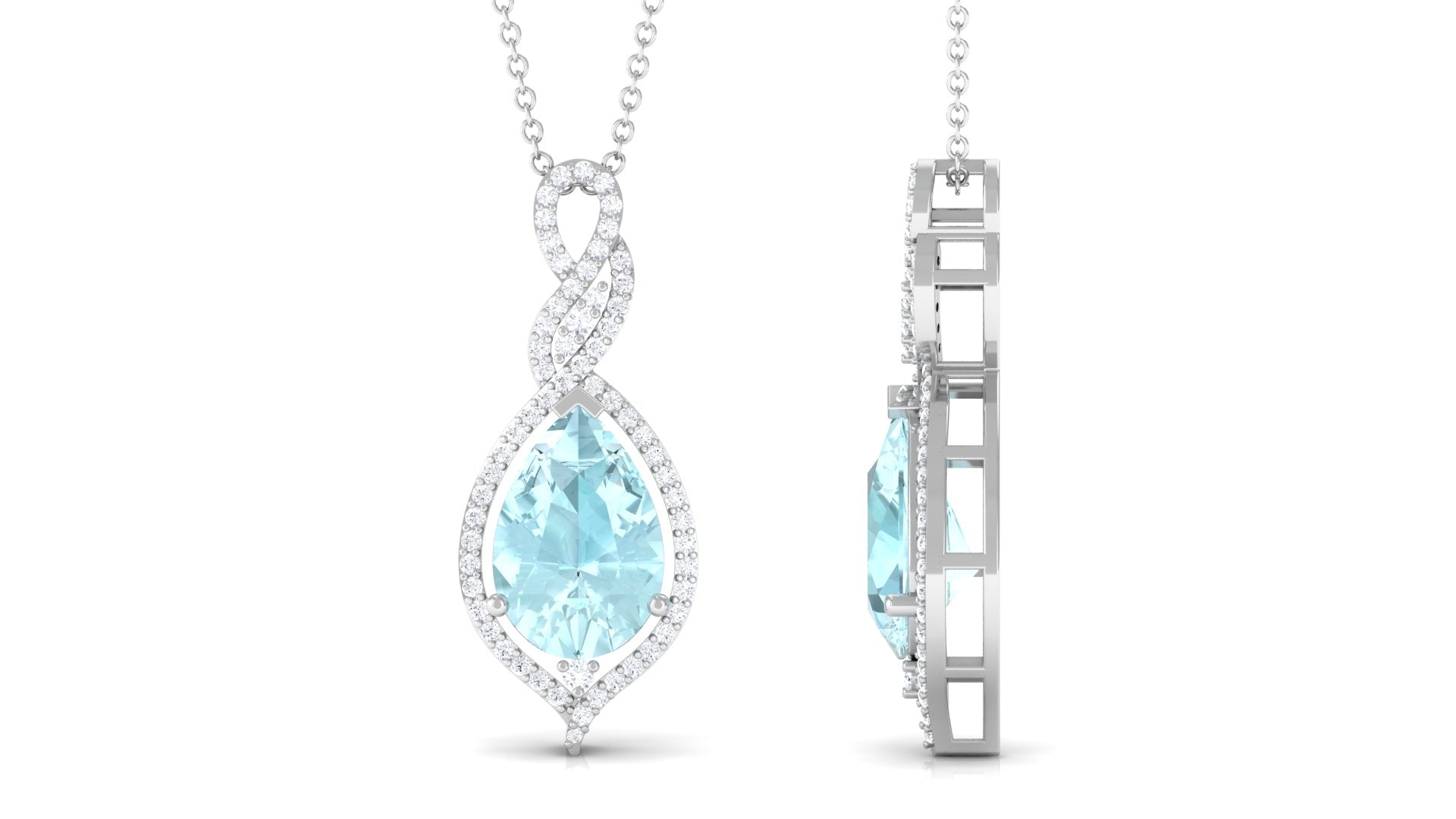 Sky Blue Topaz and Moissanite Teardrop Dangle Pendant Sky Blue Topaz - ( AAA ) - Quality - Rosec Jewels