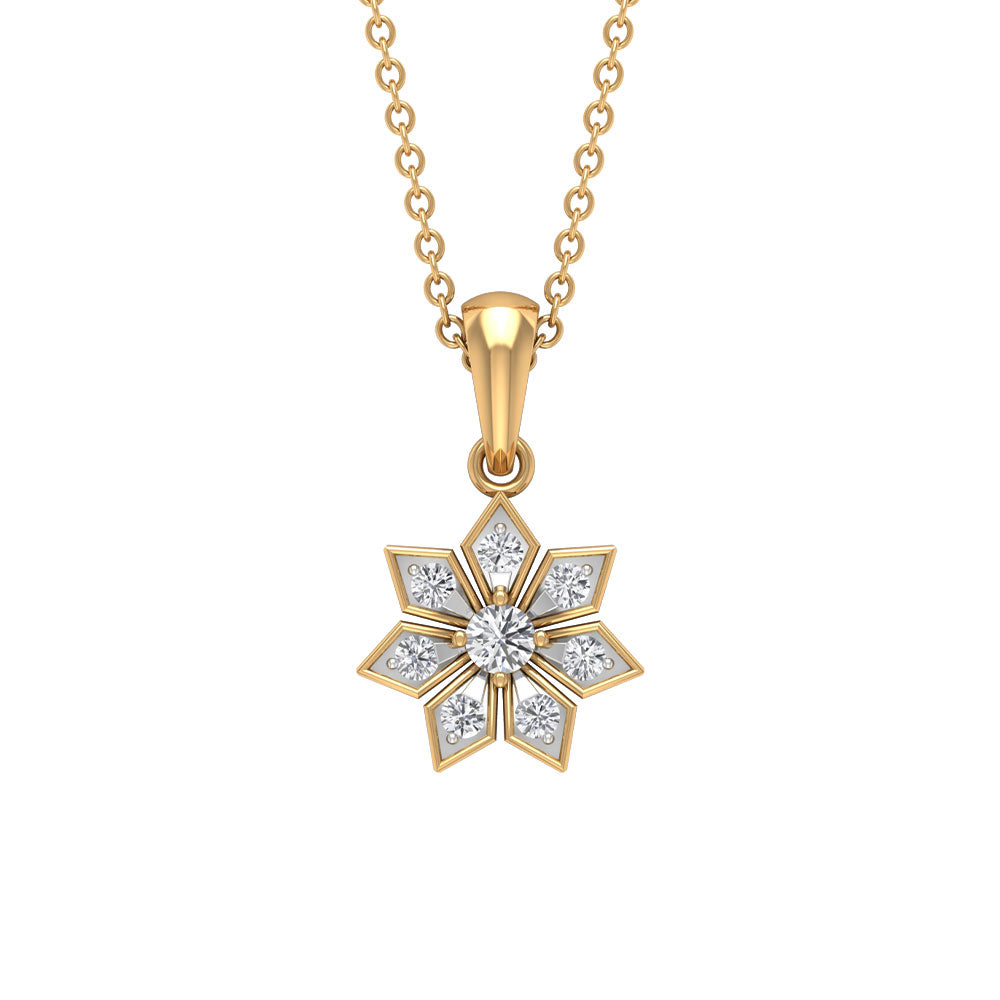 Round Diamond Flower Pendant Necklace Diamond - ( HI-SI ) - Color and Clarity - Rosec Jewels