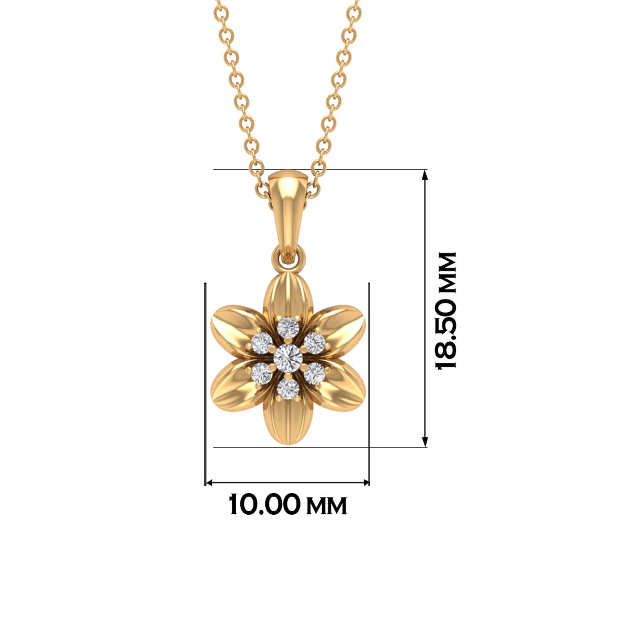 Round Cut Diamond Flower Pendant Necklace Diamond - ( HI-SI ) - Color and Clarity - Rosec Jewels