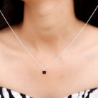 1.50 CT Princess Cut Garnet Solitaire Pendant Garnet - ( AAA ) - Quality - Rosec Jewels