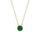 Round Shape Emerald Solitaire Necklace in Bezel Setting Emerald - ( AAA ) - Quality - Rosec Jewels