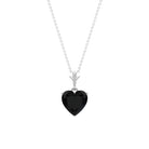 Heart Shape Black Spinel Solitaire Necklace Black Spinel - ( AAA ) - Quality - Rosec Jewels