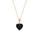 Heart Shape Black Spinel Solitaire Necklace Black Spinel - ( AAA ) - Quality - Rosec Jewels