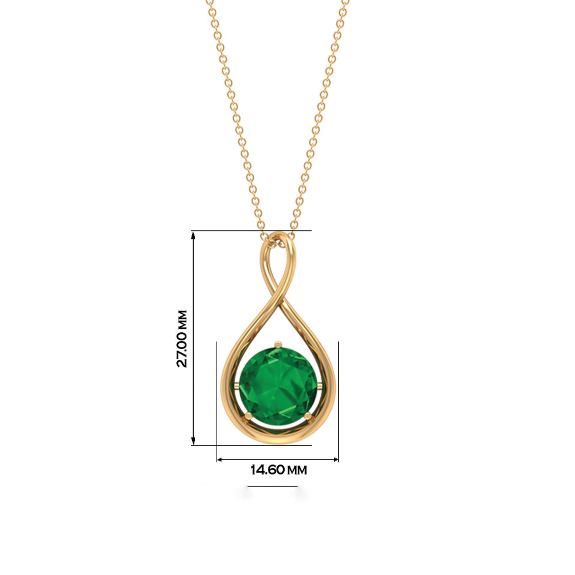 3.5 CT Solitaire Infinity Necklace with Created Emerald Lab Created Emerald - ( AAAA ) - Quality - Rosec Jewels