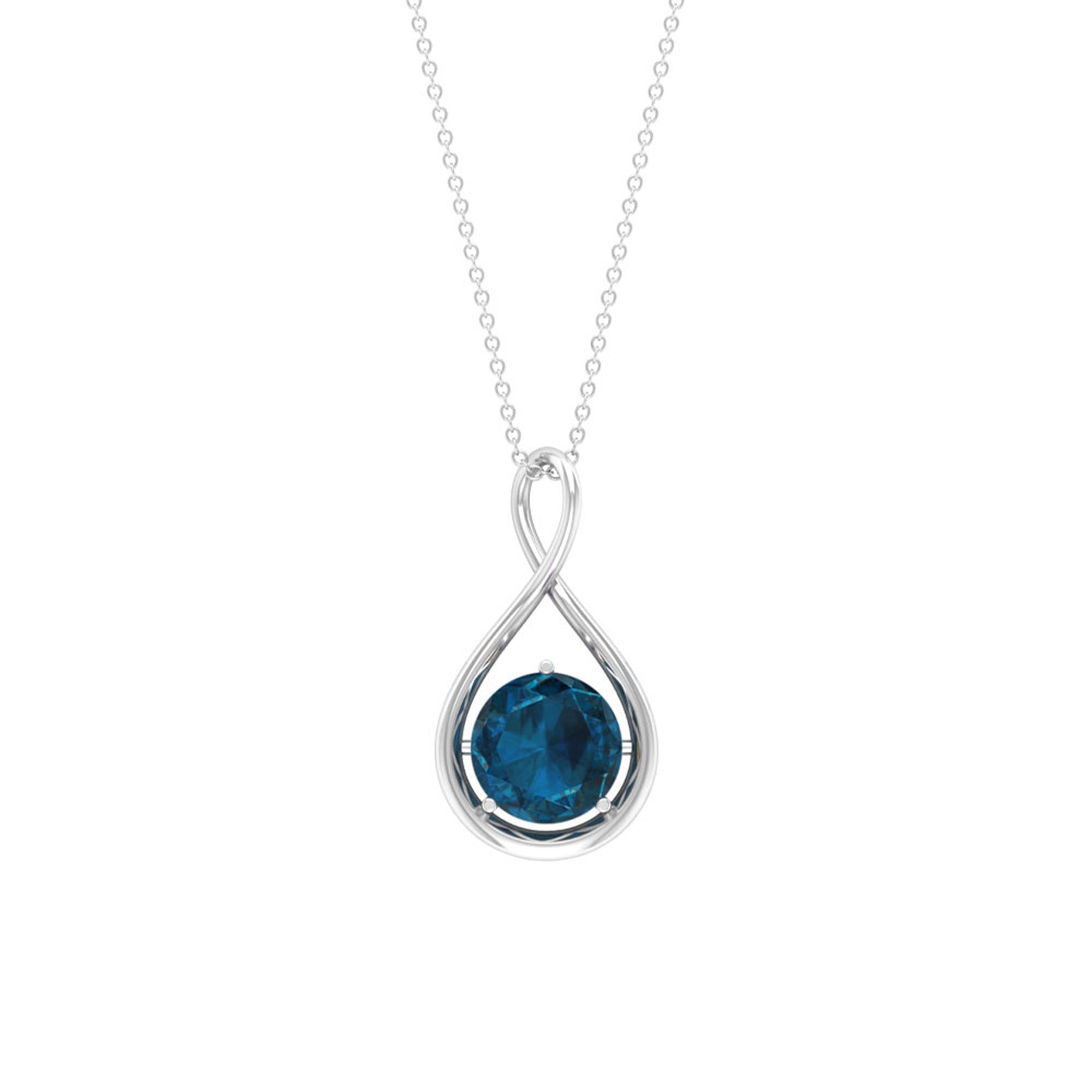 2 CT Infinity Knot Solitaire Necklace with London Blue Topaz London Blue Topaz - ( AAA ) - Quality - Rosec Jewels