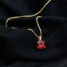 8 MM 4 Prong Set Cushion Shape Created Ruby Solitaire Pendant Lab Created Ruby - ( AAAA ) - Quality - Rosec Jewels