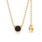 Simple Round Black Onyx Solitaire Necklace in Bezel Setting Black Onyx - ( AAA ) - Quality - Rosec Jewels