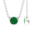 0.25 CT Round Cut Emerald Solitaire Necklace in Bezel Setting Emerald - ( AAA ) - Quality - Rosec Jewels