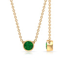 0.25 CT Round Cut Emerald Solitaire Necklace in Bezel Setting Emerald - ( AAA ) - Quality - Rosec Jewels