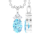 Oval Cut Aquamarine Pendant with Diamond Trio Aquamarine - ( AAA ) - Quality - Rosec Jewels